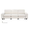 100-Inch Modular 3-Seater Sofa – Comfy Couch with Deep Seats & Hidden Storage, Modern Design for Living Room, Apartment, or Office, White