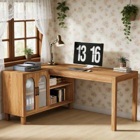 (old sku:S05790049) L-Shaped Executive Desk, Computer Desk Home Office Desk With Storage Cabinet