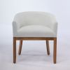 Mid Century Modern Upholstered Barrel Dining Chairs with Arms,Farmhouse Linen Kitchen & Dining Room Chairs with Natural Hardwood Frame, 19" W Accent C