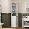 75'' Tall Storage Cabinet with LED Light, Farmhouse Pantry Cabinet with Tempered Glass Adjustable Shelves & Barn Door, Freestanding Linen Tower for Ba