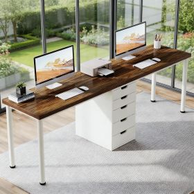 Two Person Desk, Long Computer Desk with 5 Drawers