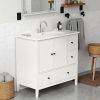 36'' Bathroom Vanity with Sink, Modern Bathroom Vanity Sink Cabinet with Doors and Fluted Drawers, Free Standing Bathroom Storage Cabinet with Sink Co