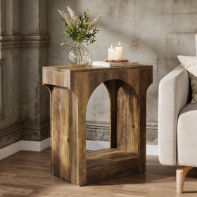 Wood End Table, 2-Tier Side Table with Storage Space