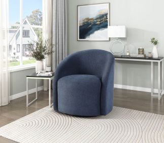 Blue Boucle Swivel Barrel Chair 1pc Solid Wood Durable Contemporary Living Room Furniture Luxurious Accent Seating