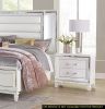 Glamorous White Silver Finish 1pc Nightstand of 2x Drawers Acrylic Bar Pulls Stylish Bedroom Furniture