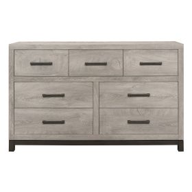 Attractive Gray Finish 1pc Dresser of 7x Drawers Metal Bar Hardware Premium Melamine Board Wooden Bedroom Furniture