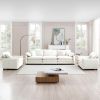 Warm and Cozy Sofa Set with Soft Cushions and Pillows, Home Theater Style Sofa Set Consisting of a 3-Seater Sofa and Two Single Sofas in Beige Corduro
