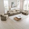 Warm and Cozy Sofa Set with Soft Cushions and Pillows, Home Theater Style Sofa Set Consisting of a 3-Seater Sofa and Two Single Sofas in Tan Corduroy