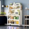 65'' Tall Kitchen Bakers Rack with Flip Door Cabinet, 5 Tier Multifunctional Microwave Stand Buffet, Coffee Bar, Kitchen Pantry Storage Cabinet Shelf