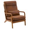 High Back Solid Wood Armrest Backrest Iron Frame Bronzing Cloth Indoor Leisure Chair Orange