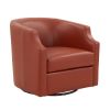 Emmett Caramel Top Grain Leather Swivel Glider Barrel Chair