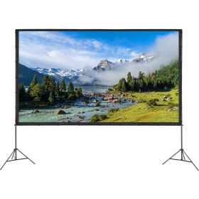 Projector Screen with Stand, 150 inch 16:9 4K 1080 HD Outdoor Movie Screen with Stand, Wrinkle-Free Projection Screen with Tripods and Carry Bag, for