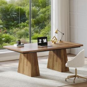 63-Inch Executive Desk, Large Office Computer Desk with Double Pedestal, Modern Simple Workstations Writing Table Conference Table Business Furniture
