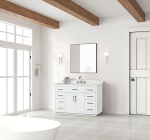 54" Bathroom Vanity with Sink, Modern Bathroom Vanity Set with Soft-Close Cabinet and 6 Drawers, Solid Wood Bathroom Storage Cabinet with Countertop