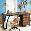 150 Cm Industrial Computer Desk with Reversible Drawer Cabinet - Home Office Desk Large Size Writing Table