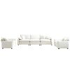Warm and Cozy Sofa Set with Soft Cushions and Pillows, Home Theater Style Sofa Set Consisting of a 3-Seater Sofa and Two Single Sofas in Beige Corduro