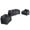 Warm and Cozy Sofa Set with Soft Cushions and Pillows, Home Theater Style Sofa Set Consisting of One 2-Seater Sofas and Two Single Sofa in Grey Cordur