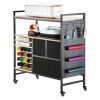Rolling Craft Cart and Storage Table, Compatible with Cricut Machines, Crafting Table Organization Workstation, Craft Rolling Storage Organizer with 2
