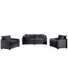 Warm and Cozy Sofa Set with Soft Cushions and Pillows, Home Theater Style Sofa Set Consisting of One 2-Seater Sofas and Two Single Sofa in Grey Cordur