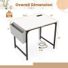 32 Inch Home Office Desk with Charging Station Storage Bag and Headphone Hook