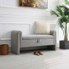 Modern Teddy Bed End Bench with Arms and Storage,Upholstered Large Foot Rest Stool, Comfy Window Vanity Bench for Living Room,Bedroom,Dorm