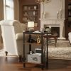 Small Side Table for Small Spaces - Slim End Table with Magazine Holder - 2 in 1 Design Narrow End Table Living Room - Skinny Bedside Table Nightstand