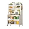 65'' Tall Kitchen Bakers Rack with Flip Door Cabinet, 5 Tier Multifunctional Microwave Stand Buffet, Coffee Bar, Kitchen Pantry Storage Cabinet Shelf