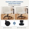 Armless Office Chair Criss Cross Legged Chair with Wheels, Comfy Home Vanity Task Desk Chair, Beige