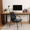 Faux Leather Waiting Room Chair, Office Guest Chair with Padded Arms, for Reception, Conference, Meeting, or Home Use, Basic Black(1 PCS)