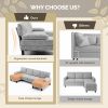 U-Shaped Sectional Sofa with 2 Short Chaise Lounges, 4 Seater Indoor Chenille Fabric Combination Couch, Plastic Legs, 111.4" L x 48.4" D x 33.1" H Liv