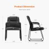 Guest Chair, Leather Reception Chairs with Sled Base and Padded Arm Rest for Waiting Room Office Home and Meeting Conference-Black