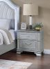 Elegance Gray Finish 2-Drawers Nightstand Decorative Glitter Front 1pc Bedside Table Bedroom