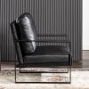 Classic Mid Century Modern Accent Chair with Durable Square Metal Frame, Armchair for Living Room, Bedroom, Home Office in Spotted Microfiber Upholste