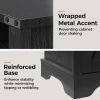 Farmhouse Nightstand Set of 2 with Charging Station, Wooden End Table, Black Rustic Night Stand with Storage Cabinet and Shelf, Tall Bedside Table for