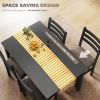 5-Piece Small Kitchen Table Set for 4, Farmhouse Dining Table Set with Upholstered Chairs and Rubber Wood Legs, Black