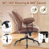 Home Office Desk Chair Retro Faux Leather Chair with Lumbar Support &Rubber Wheels, Mid Back Ergonomic Computer Chair Swivel Rolling Work Chair