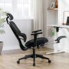 Multi-functional Ergonomic Mesh Office Chair with Adjustable Armrest,Footrest,Lumbar Support, 360° Silent Wheels,Headrest for Home & Office,Black