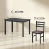 5-Piece Small Kitchen Table Set for 4, Farmhouse Dining Table Set with Upholstered Chairs and Rubber Wood Legs, Black
