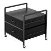 Mini Fridge Stand with Storage, 176 lb-Capacity Mini Fridge Table with 2 Drawers & 4 Swivel Wheels, Mobile Mini Fridge Shelf, Black Mini Fridge Organi