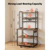 Kitchen Bakers Rack, 5 ft Power Cable Bakers Rack with Power Outlet, Kitchen Stand with X-Shaped Support Bar, 12 S-Shaped Hooks