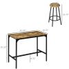 5-Piece Industrial Dining Set Bar Table and Round Stools Metal Frame for Pub Dining Room