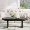 Mid Century Modern Oval Fluted Coffee Table, Farmhouse Wood Coffee Table, Cocktail Table, Center Table for Living Room, Office, Home Decor(Black, 23.6