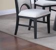 Dining Table And 4x Side Chairs White Finish Fabric Black Round Table w Cone Base Cutout Back Chair 5pc Dining Set