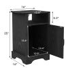 Farmhouse Nightstand Set of 2 with Charging Station, Wooden End Table, Black Rustic Night Stand with Storage Cabinet and Shelf, Tall Bedside Table for
