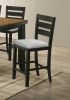 Contemporary Style Charcoal Finish Counter Height Dining Chair Bar Stool 2pc Set Fabric Upholstery Wooden Furniture
