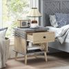 3-Tier Bedside Table Nightstand with Antique Grey Faux Marble Top
