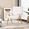 Mid Century Modern Accent Chair with Rubber Wood Frame and Padded Armrests