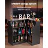 Home Bar Unit, L-Shaped Wine Bar Cabinet Table 4-Tier with Storage Shelves, Wine Glass Holder, 300 lbs Max Capacity, Wood Liquor Cabinet for Home, Kit