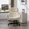 Criss Cross Chair with Adjustable Armrests & Wheels & Headrest, Lounge Vanity Desk Chair with Wide Seat for Cross-Legged Sitting, Swivel Task Office C