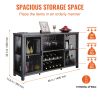 47 Inch Industrial Bar Cabinet, Wine Table for Liquor & Glasses, Sideboard Buffet Cabinet with Wine Rack